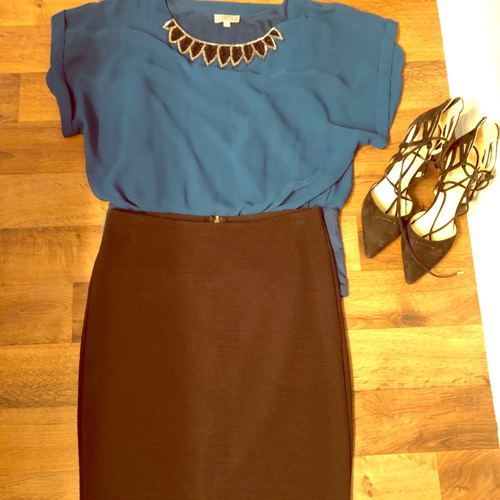 Cobalt Blue Blouse with Beaded Detail